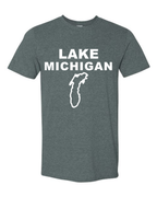 Lake Michigan - Stacked Block T-Shirt, Dark Heather