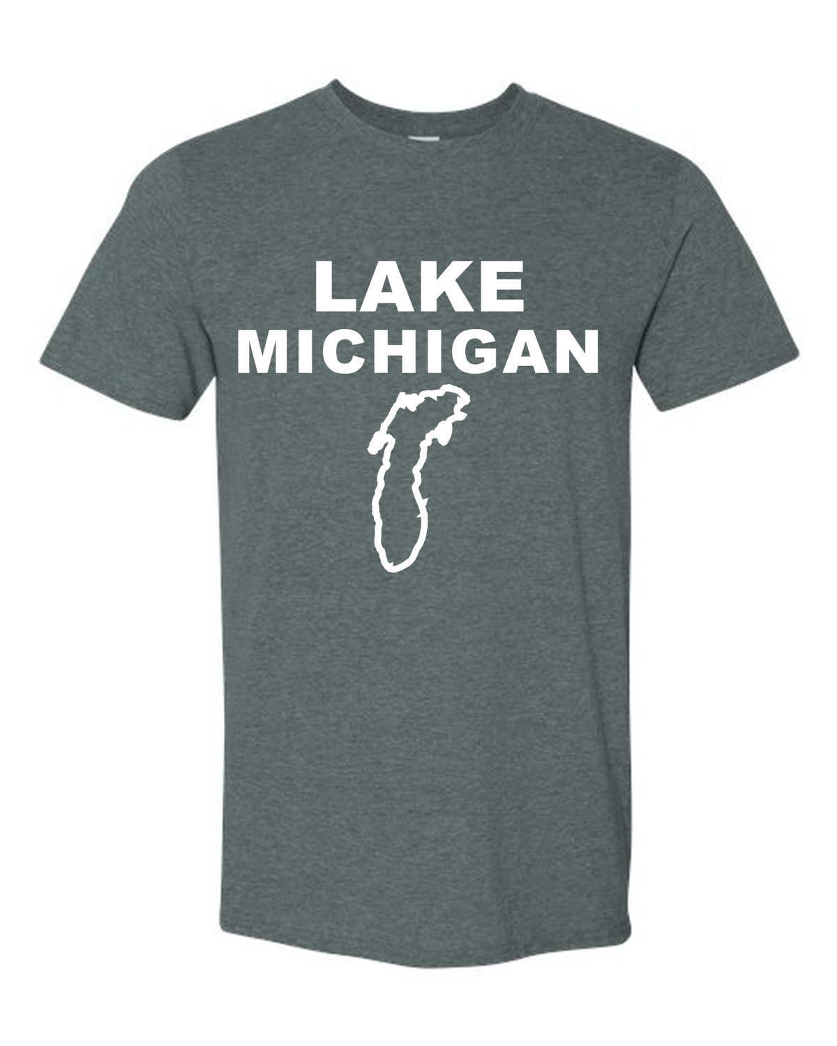 Lake Michigan - Stacked Block T-Shirt, Dark Heather