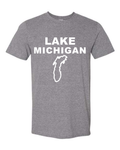 Lake Michigan - Stacked Block T-Shirt, Graphite Heather