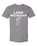 Lake Michigan - Stacked Block T-Shirt, Graphite Heather