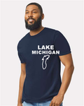 Lake Michigan - Stacked Block T-Shirt, Navy