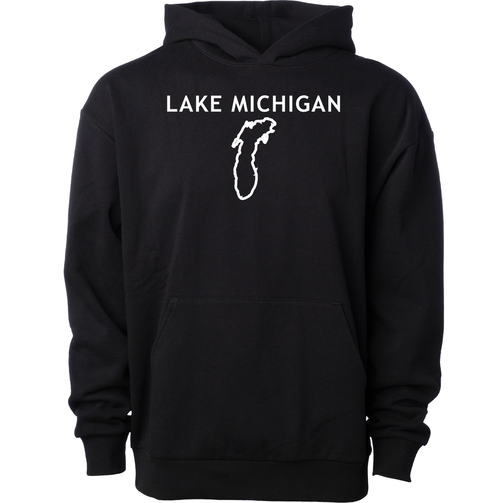 Lake Michigan - Trebuchet Outline Hoodie, Black