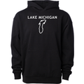 Lake Michigan - Trebuchet Outline Hoodie, Black