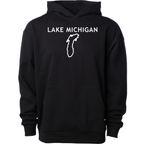 Lake Michigan - Trebuchet Outline Hoodie, Black