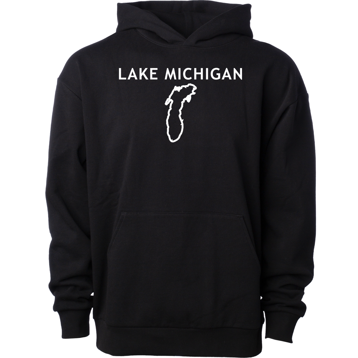 Lake Michigan - Trebuchet Outline Hoodie, Black