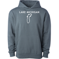 Lake Michigan - Trebuchet Outline Hoodie, Blue Magic