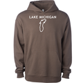 Lake Michigan - Trebuchet Outline Hoodie, Clay