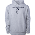 Lake Michigan - Trebuchet Outline Hoodie, Grey Heather