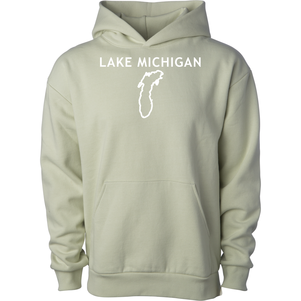 Lake Michigan - Trebuchet Outline Hoodie, Honey Dew