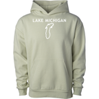 Lake Michigan - Trebuchet Outline Hoodie, Honey Dew
