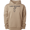 Lake Michigan - Trebuchet Outline Hoodie, Sandstone