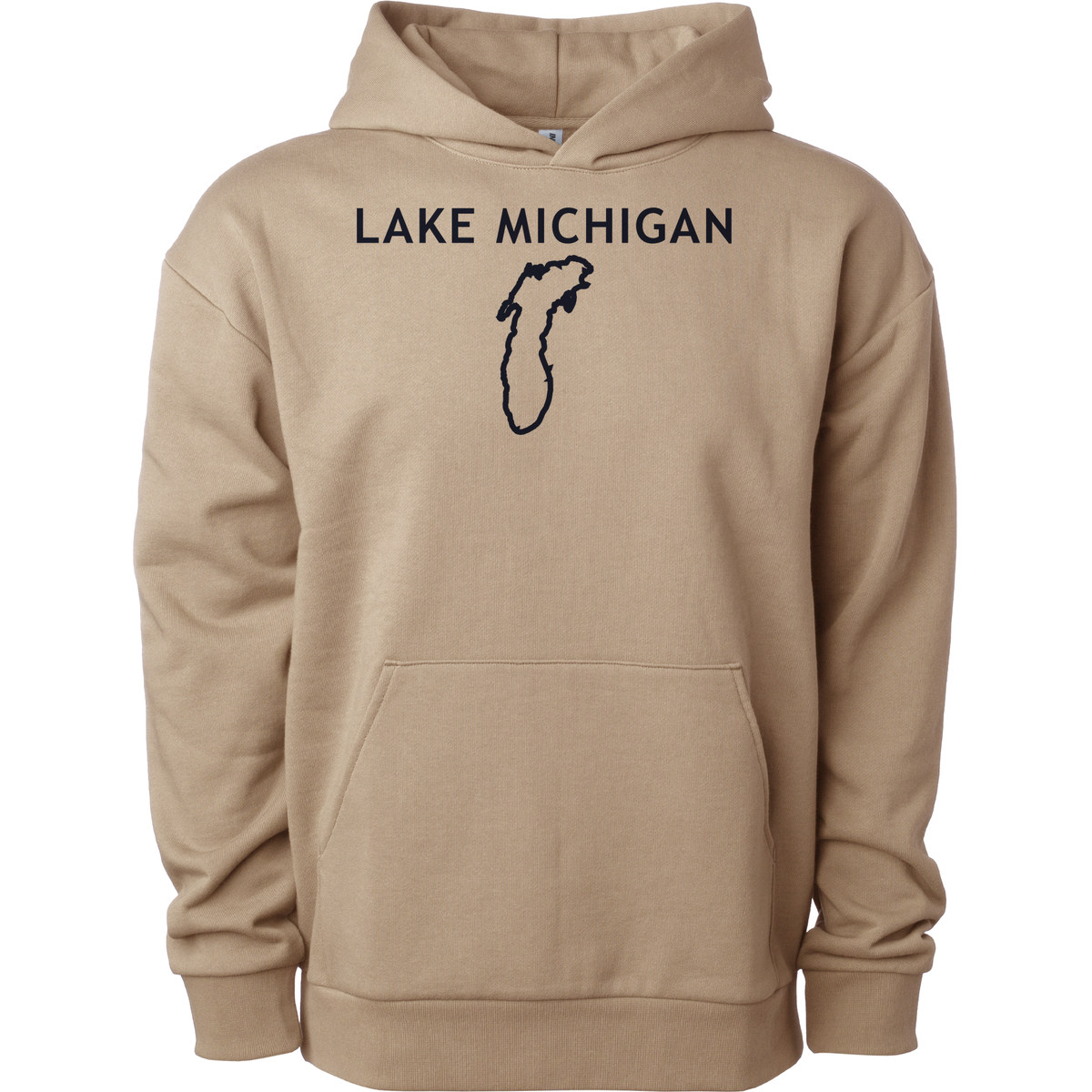 Lake Michigan - Trebuchet Outline Hoodie, Sandstone
