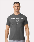 Lake Michigan - Trebuchet Outline T-Shirt, Charcoal
