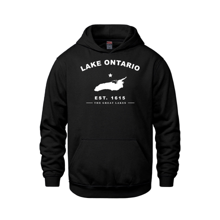 Lake Ontario - Collegiate Youth Hoodie, Black