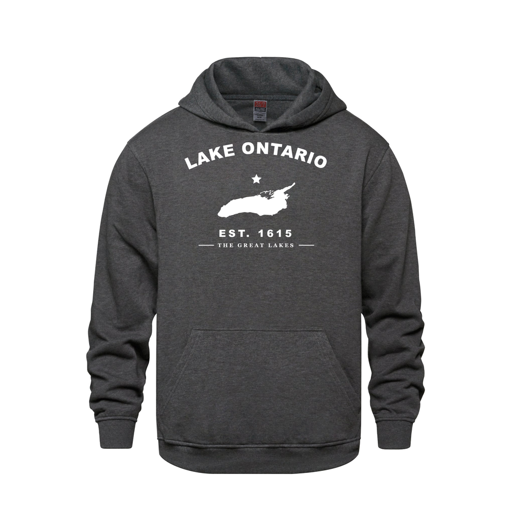 Lake Ontario - Collegiate Youth Hoodie, Charcoal