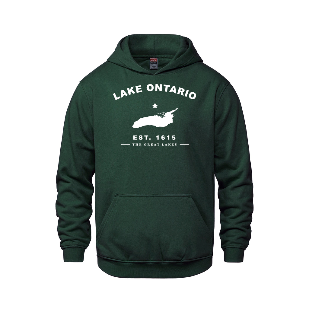 Lake Ontario - Collegiate Youth Hoodie, Forest Green