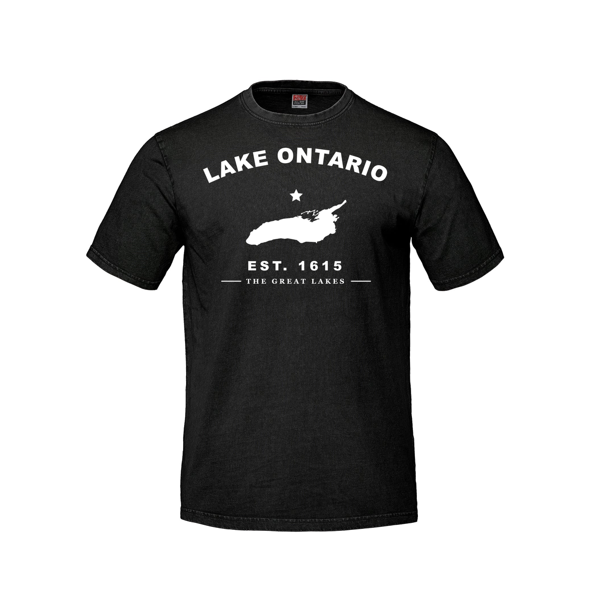 Lake Ontario - Collegiate Adult Tee, Black