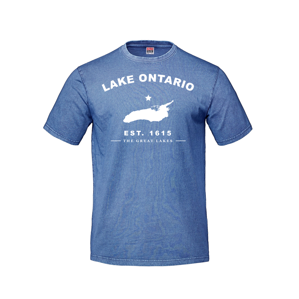 Lake Ontario - Collegiate Adult Tee, Vintage Denim Blue