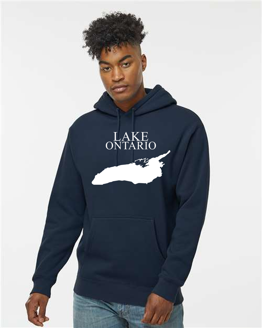 Lake Ontario - Condensed Tall Hoodie, Navy