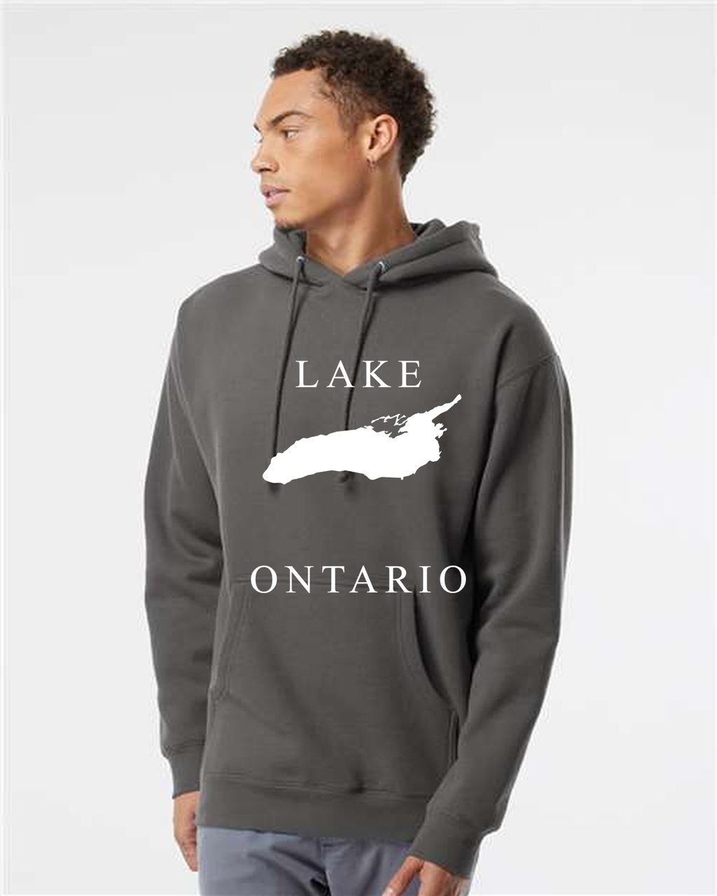Lake Ontario - Copperplate Sandwich Hoodie, Charcoal