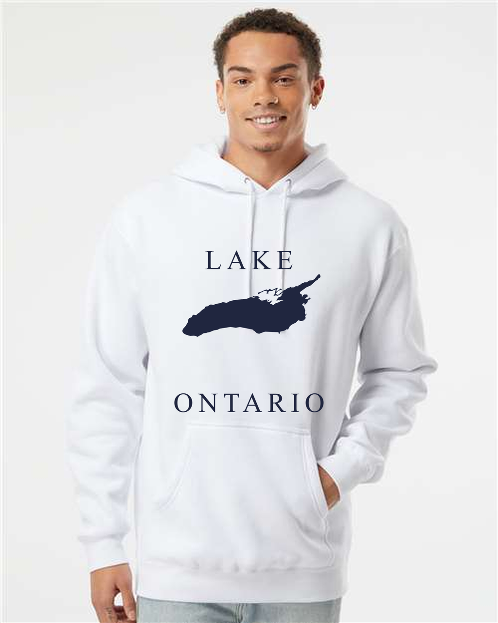 Lake Ontario - Copperplate Sandwich Hoodie, White