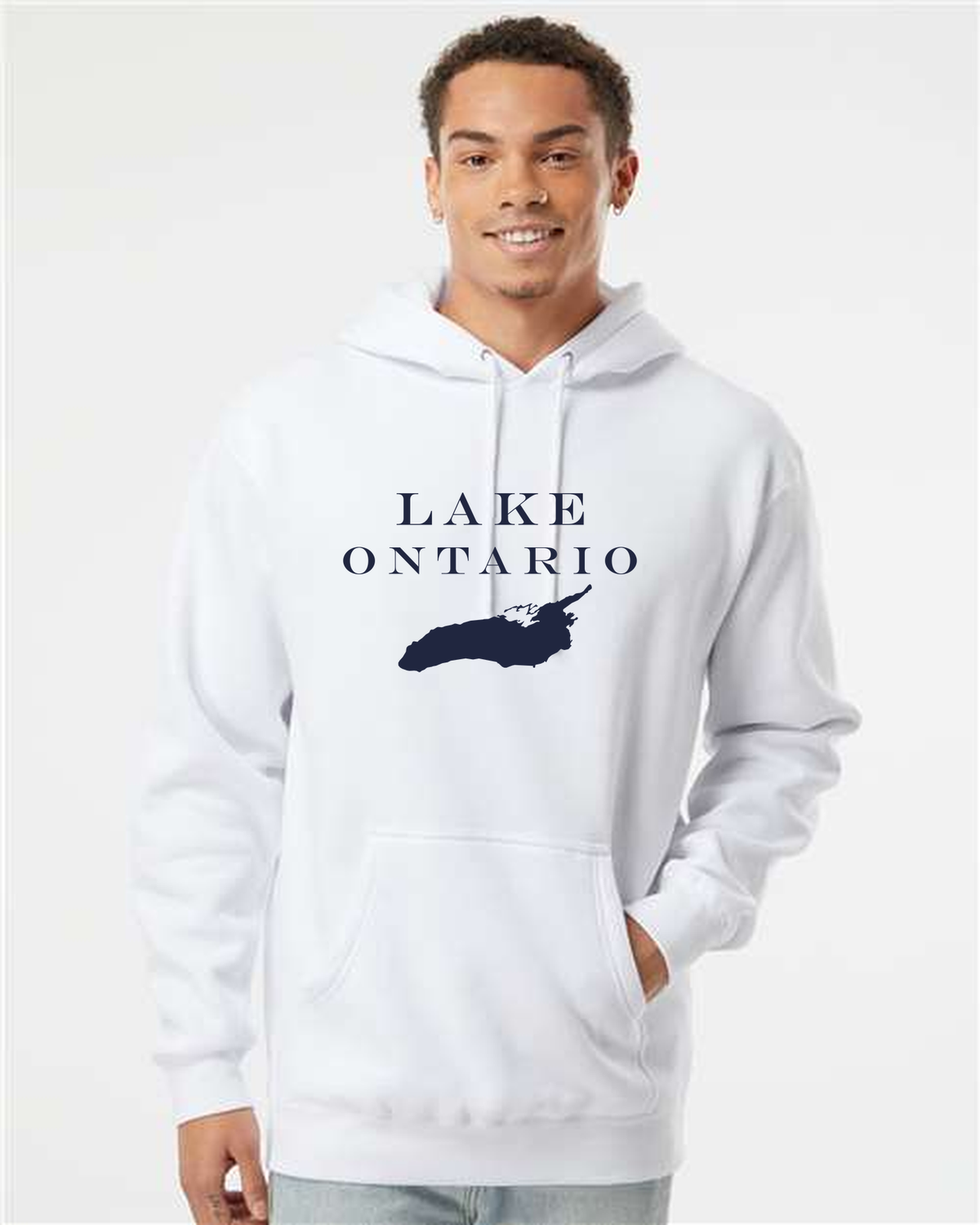 Lake Ontario - Engravers Label Hoodie, White