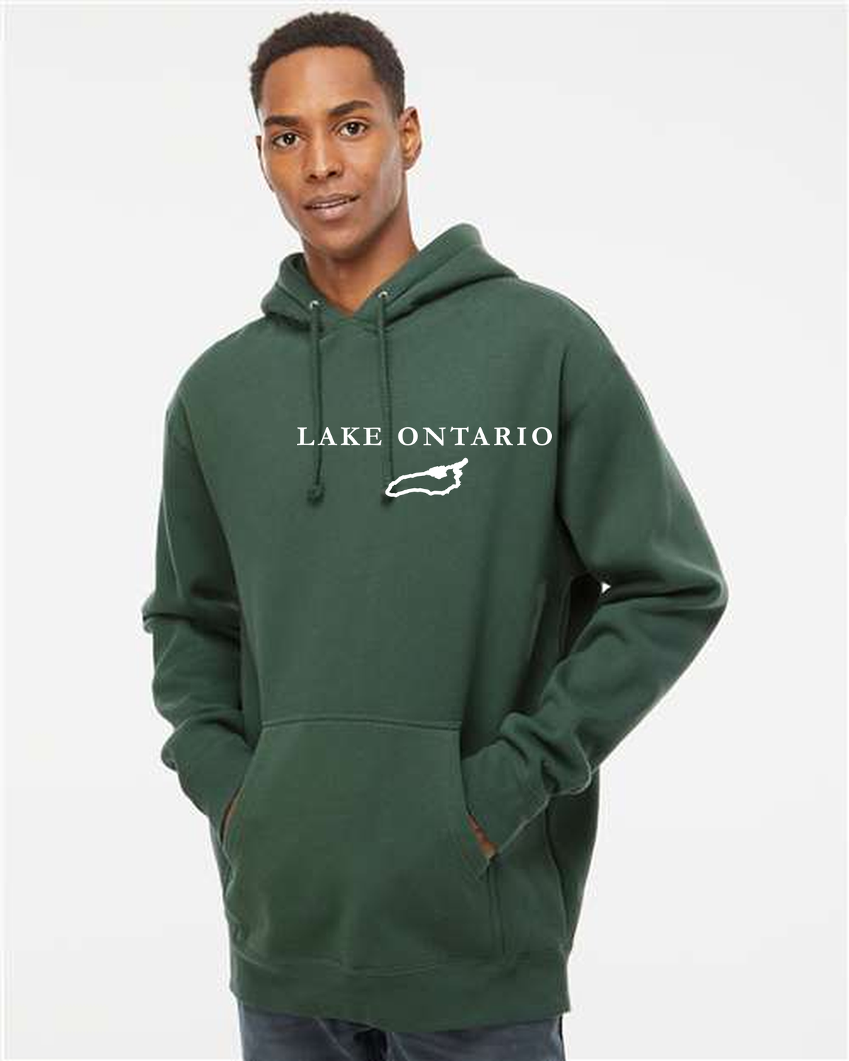 Lake Ontario - Garamond Fashion Hoodie, Alpine Green