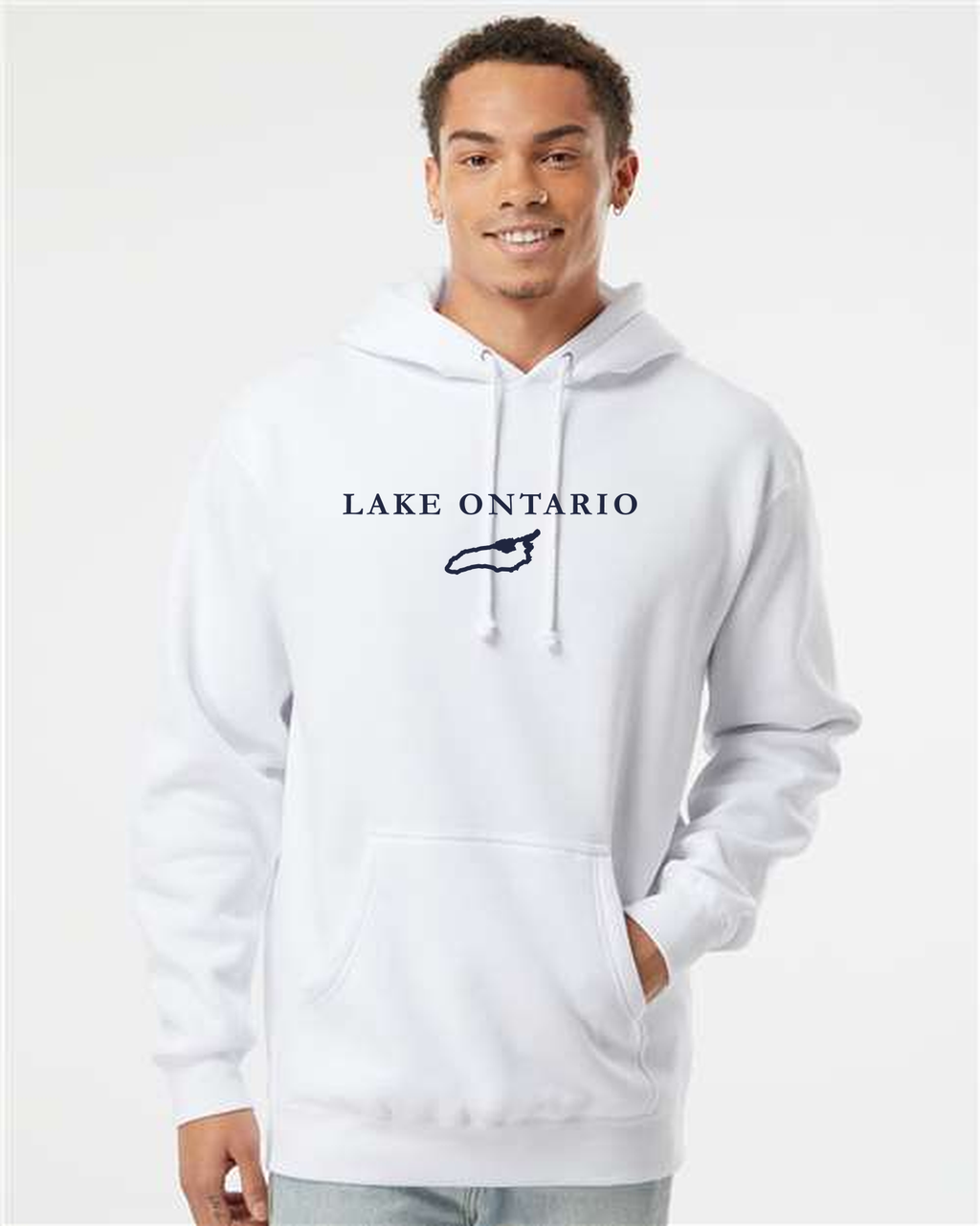 Lake Ontario - Garamond Fashion Hoodie, White