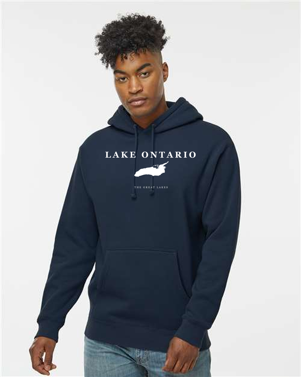 Lake Ontario - Serif Classic Hoodie, Navy