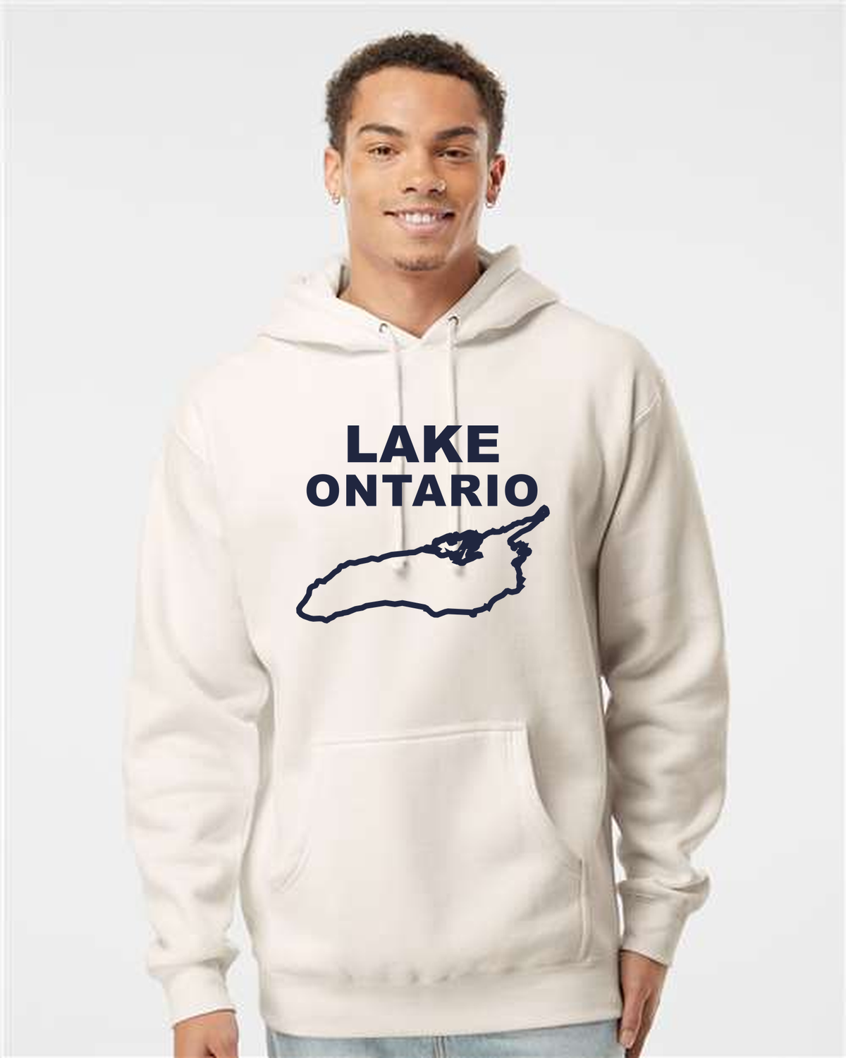 Lake Ontario - Stacked Block Hoodie, Bone