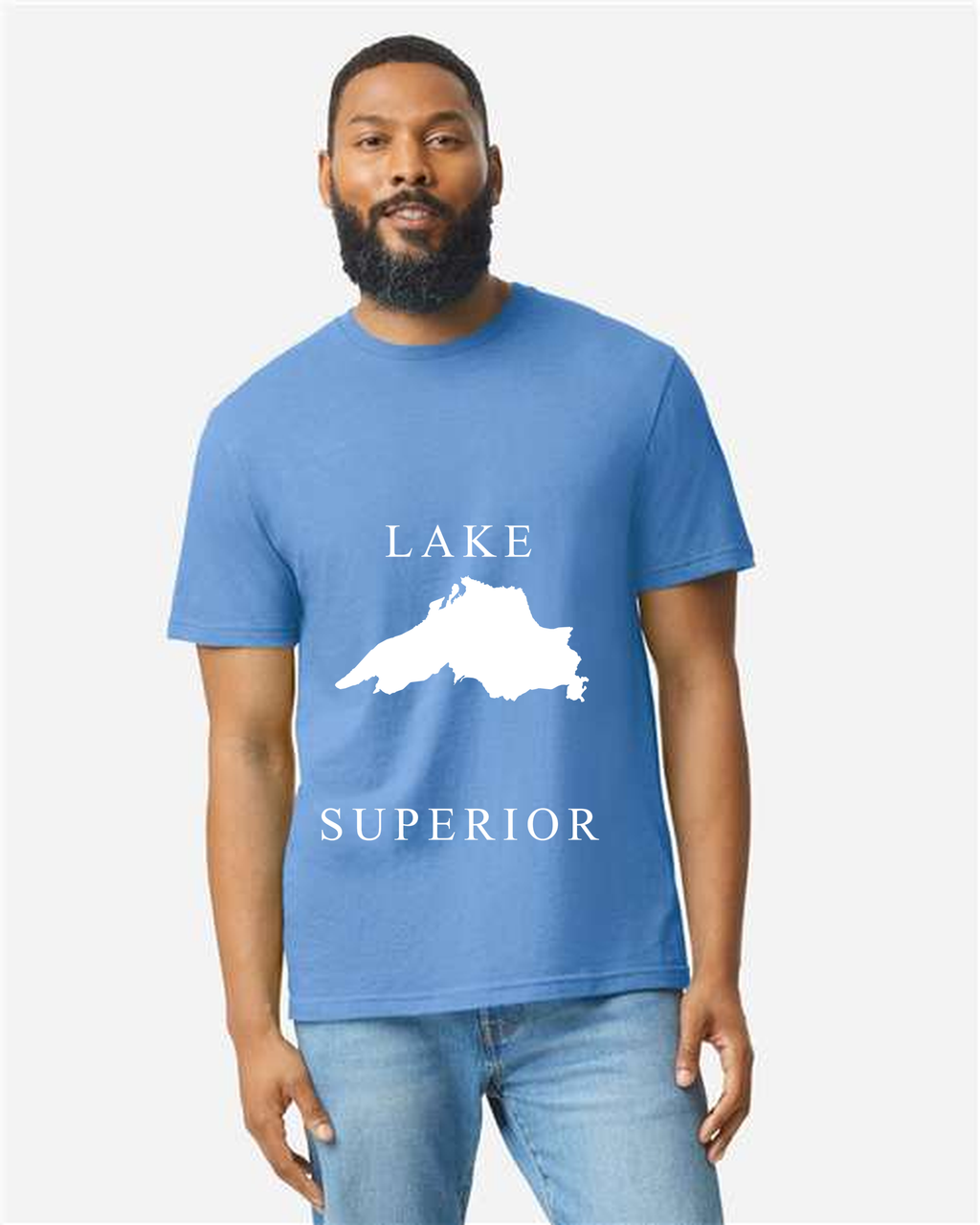 Lake Superior - Copperplate Sandwich T-Shirt, Carolina Blue Mist