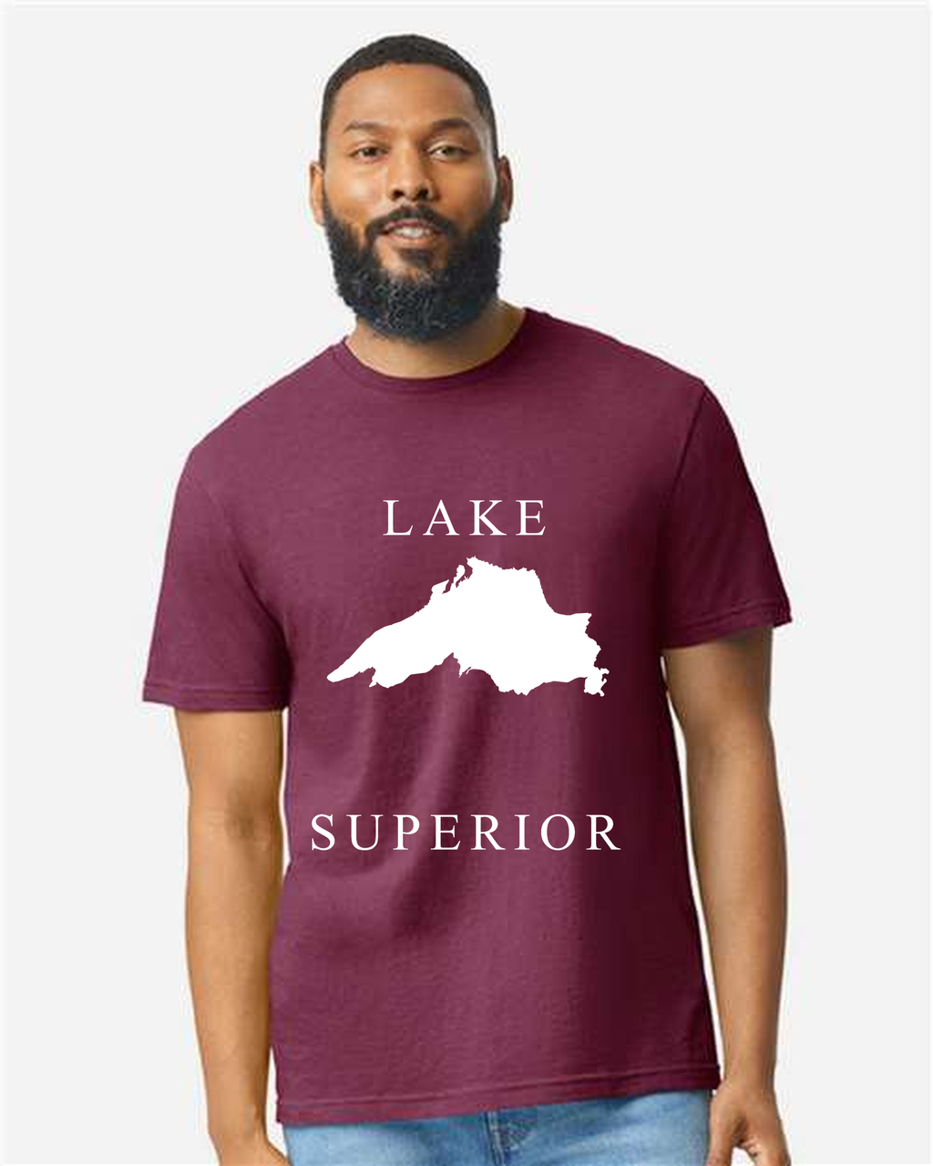 Lake Superior - Copperplate Sandwich T-Shirt, Maroon Mist