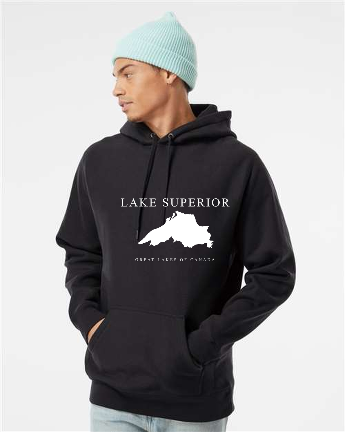 Lake Superior - Engraved Copperplate Hoodie, Black