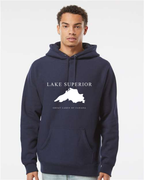 Lake Superior - Engraved Copperplate Hoodie, Classic Navy