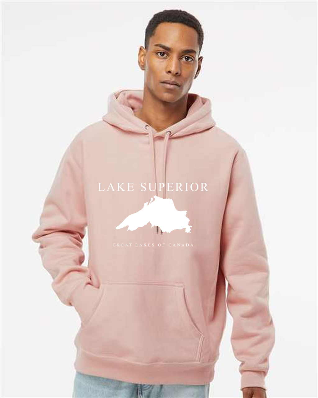Lake Superior - Engraved Copperplate Hoodie, Dusty Pink