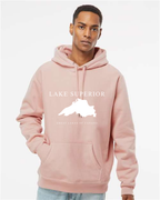 Lake Superior - Engraved Copperplate Hoodie, Dusty Pink