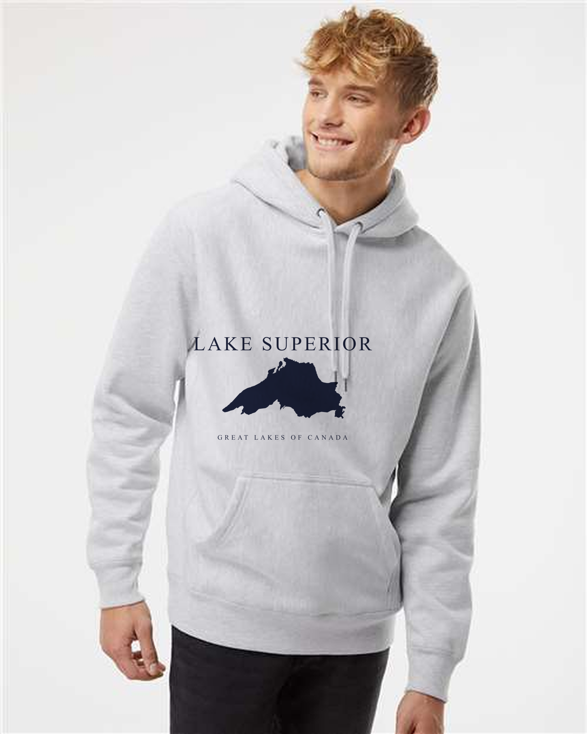 Lake Superior - Engraved Copperplate Hoodie, Grey Heather