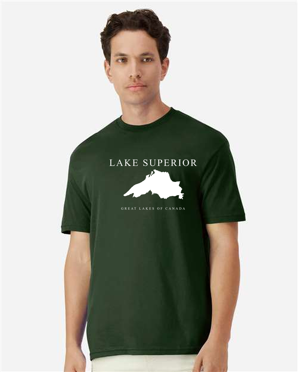 Lake Superior - Engraved Copperplate T-Shirt, Forest Green