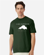 Lake Superior - Engraved Copperplate T-Shirt, Forest Green