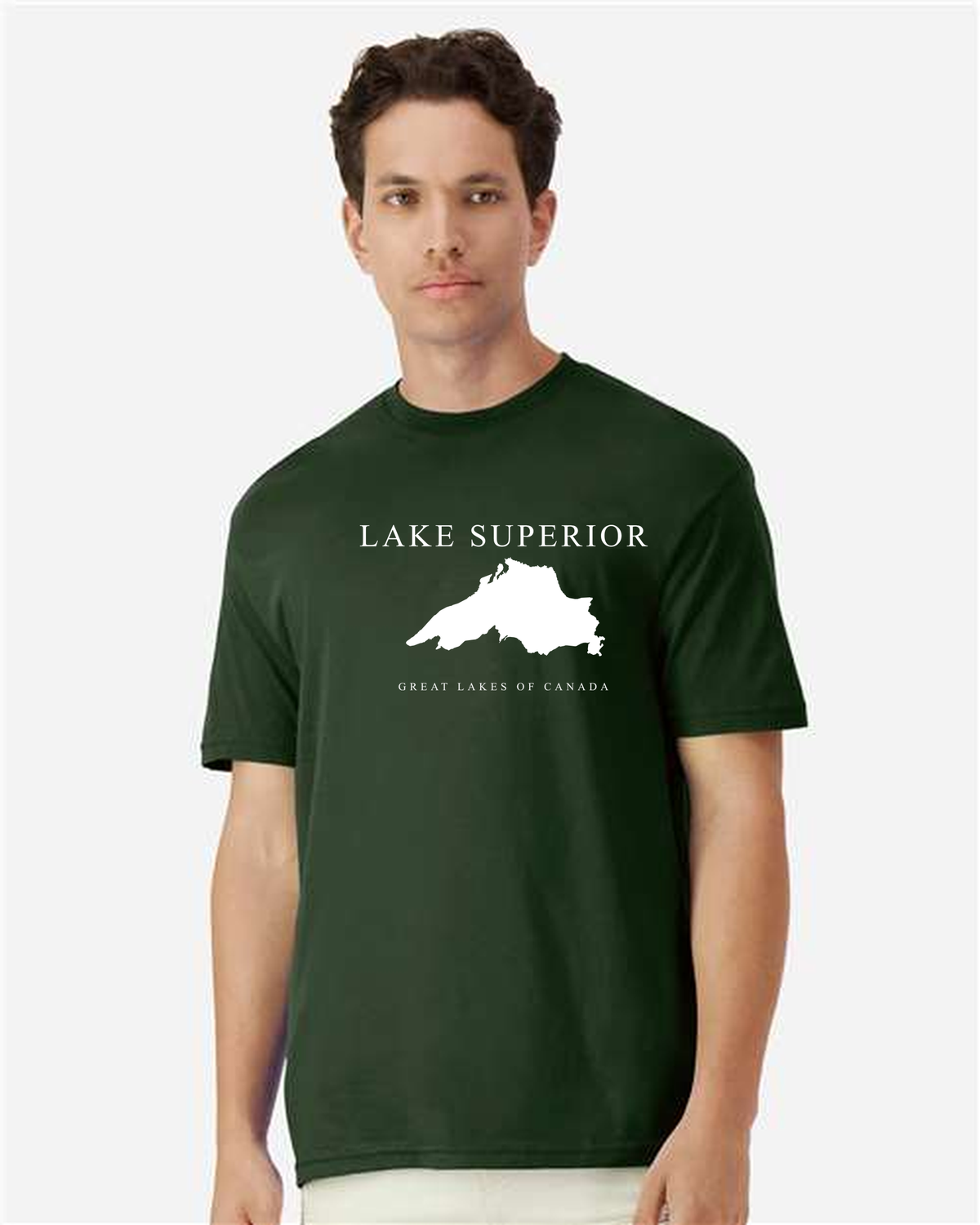 Lake Superior - Engraved Copperplate T-Shirt, Forest Green