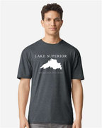 Lake Superior - Engraved Copperplate T-Shirt, Dark Heather