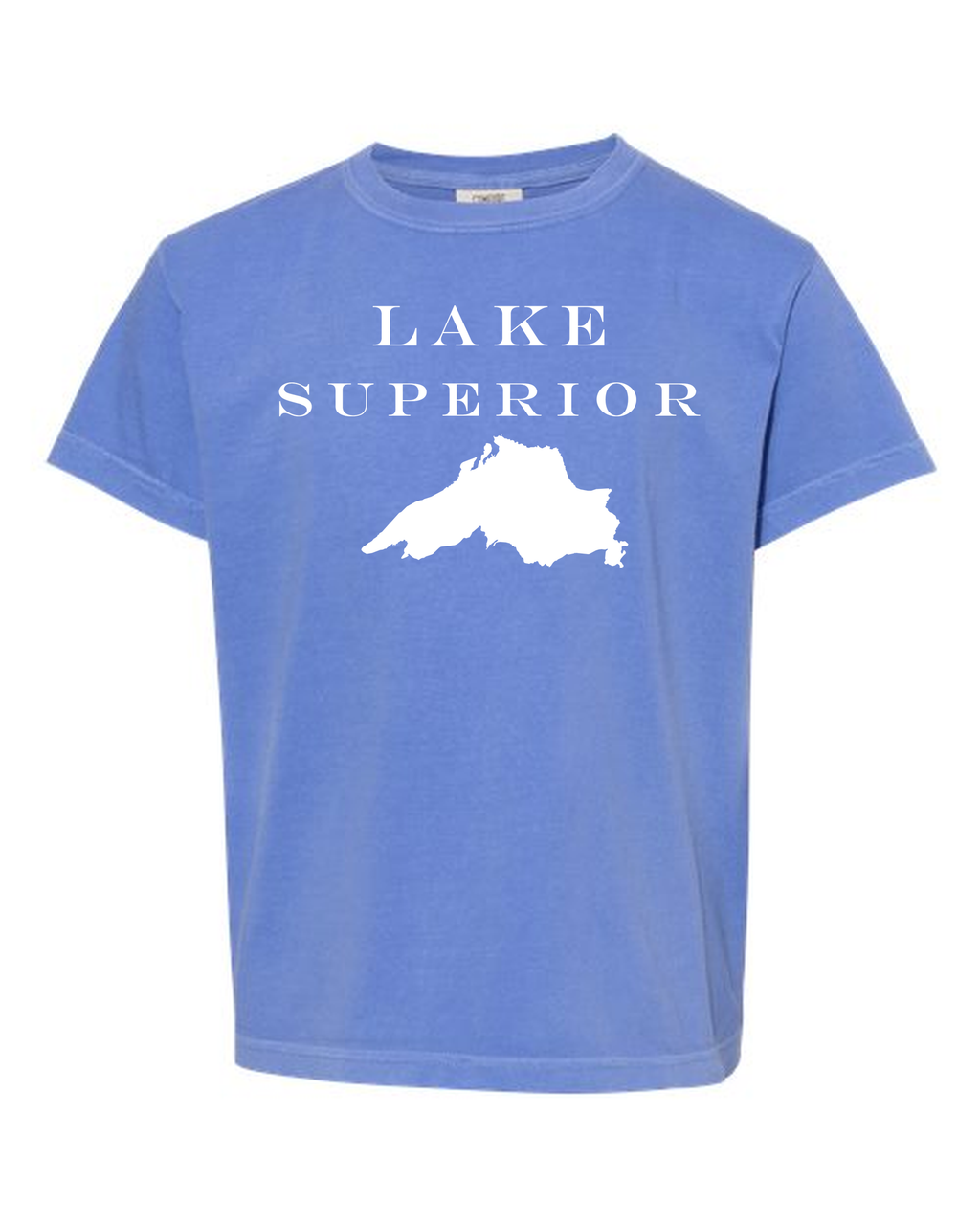 Lake Superior - Engravers Label T-Shirt, Flo Blue