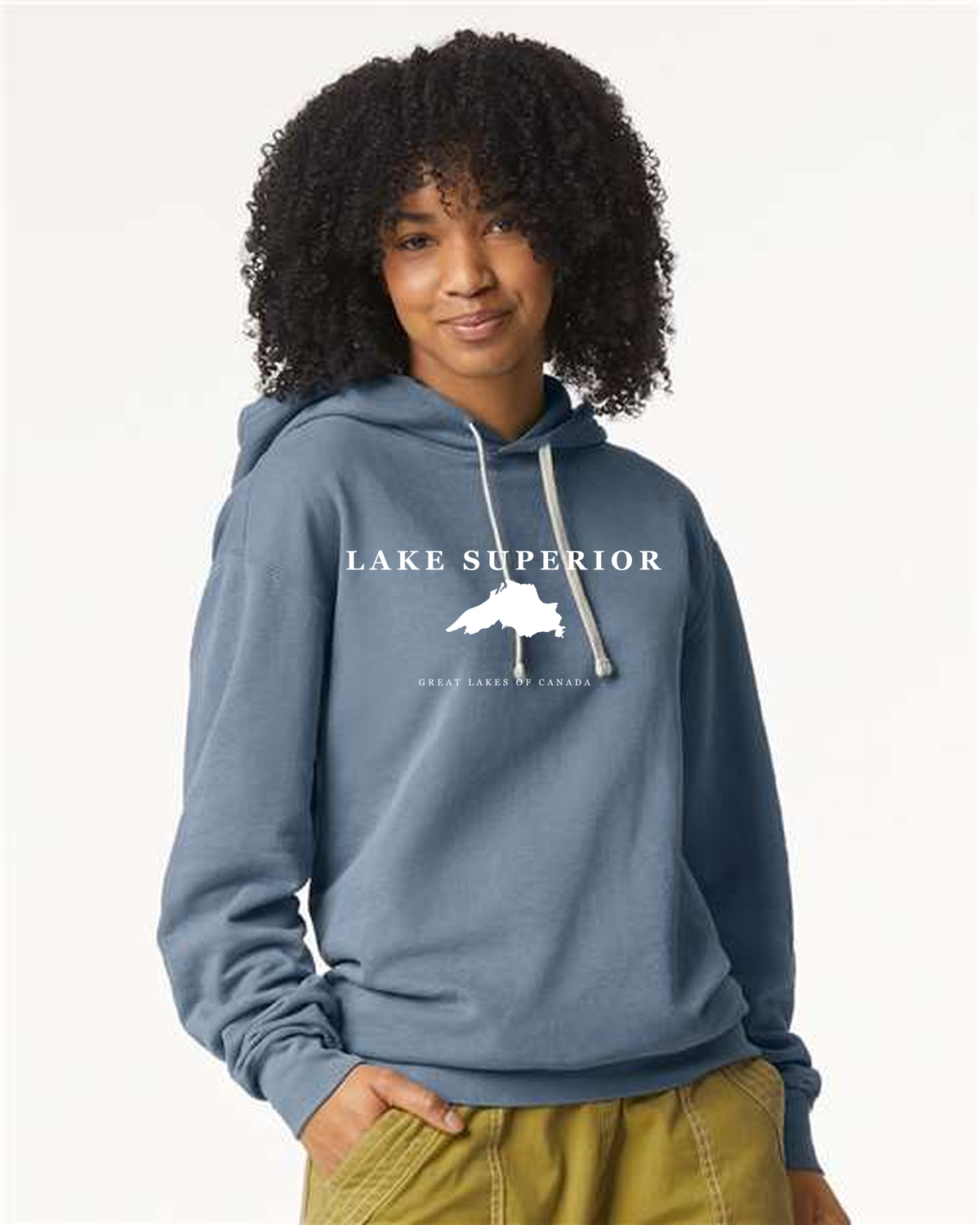 Lake Superior - Serif Classic Hoodie, Blue Jean