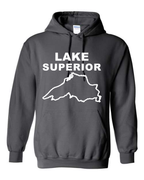 Lake Superior - Stacked Block Hoodie, Charcoal