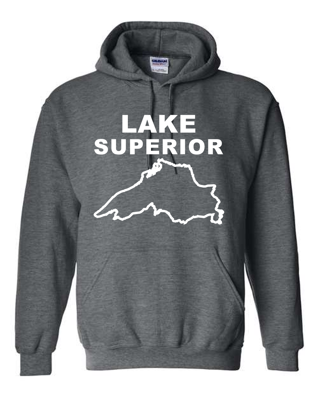 Lake Superior - Stacked Block Hoodie, Dark Heather
