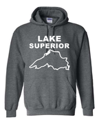 Lake Superior - Stacked Block Hoodie, Dark Heather