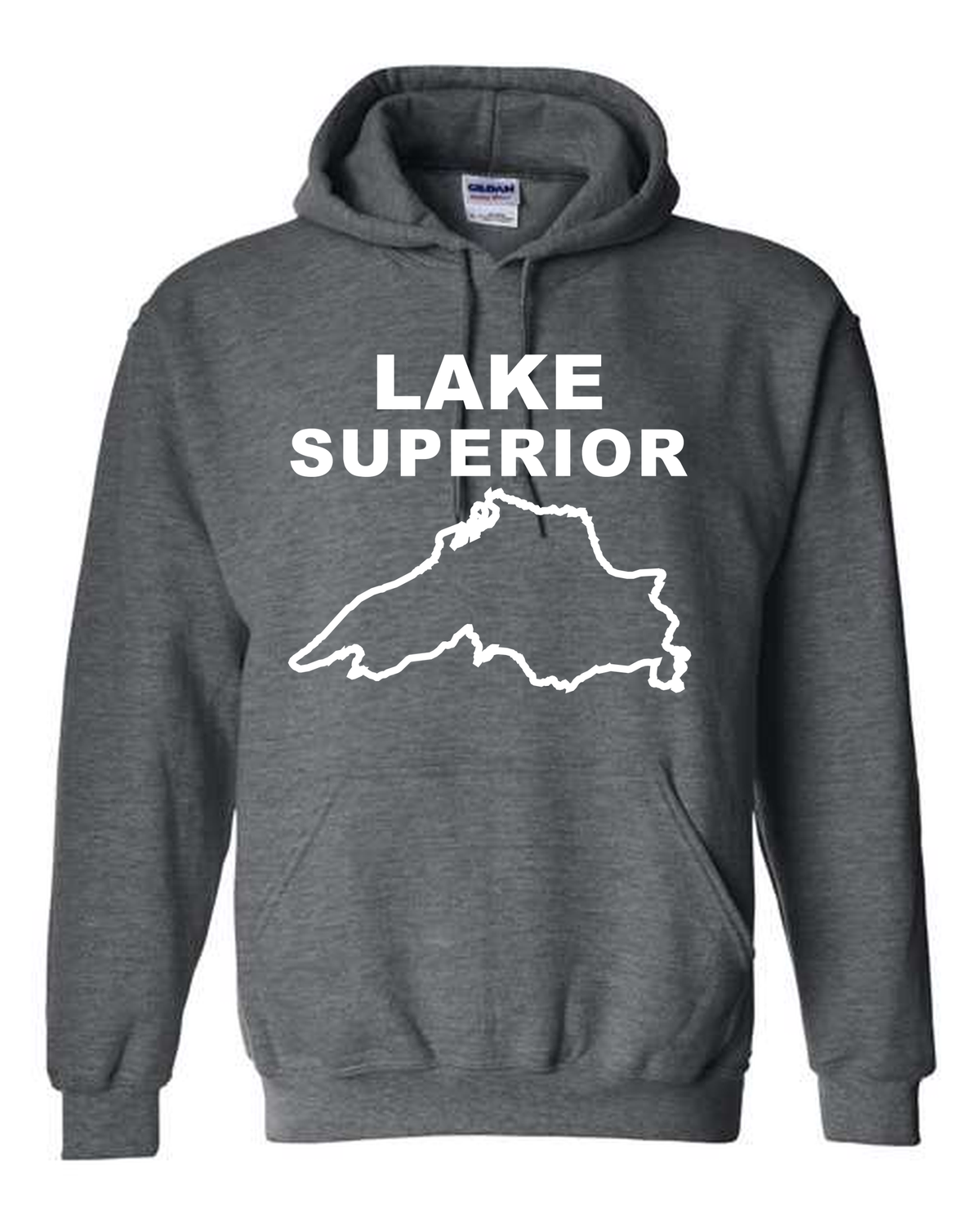 Lake Superior - Stacked Block Hoodie, Dark Heather