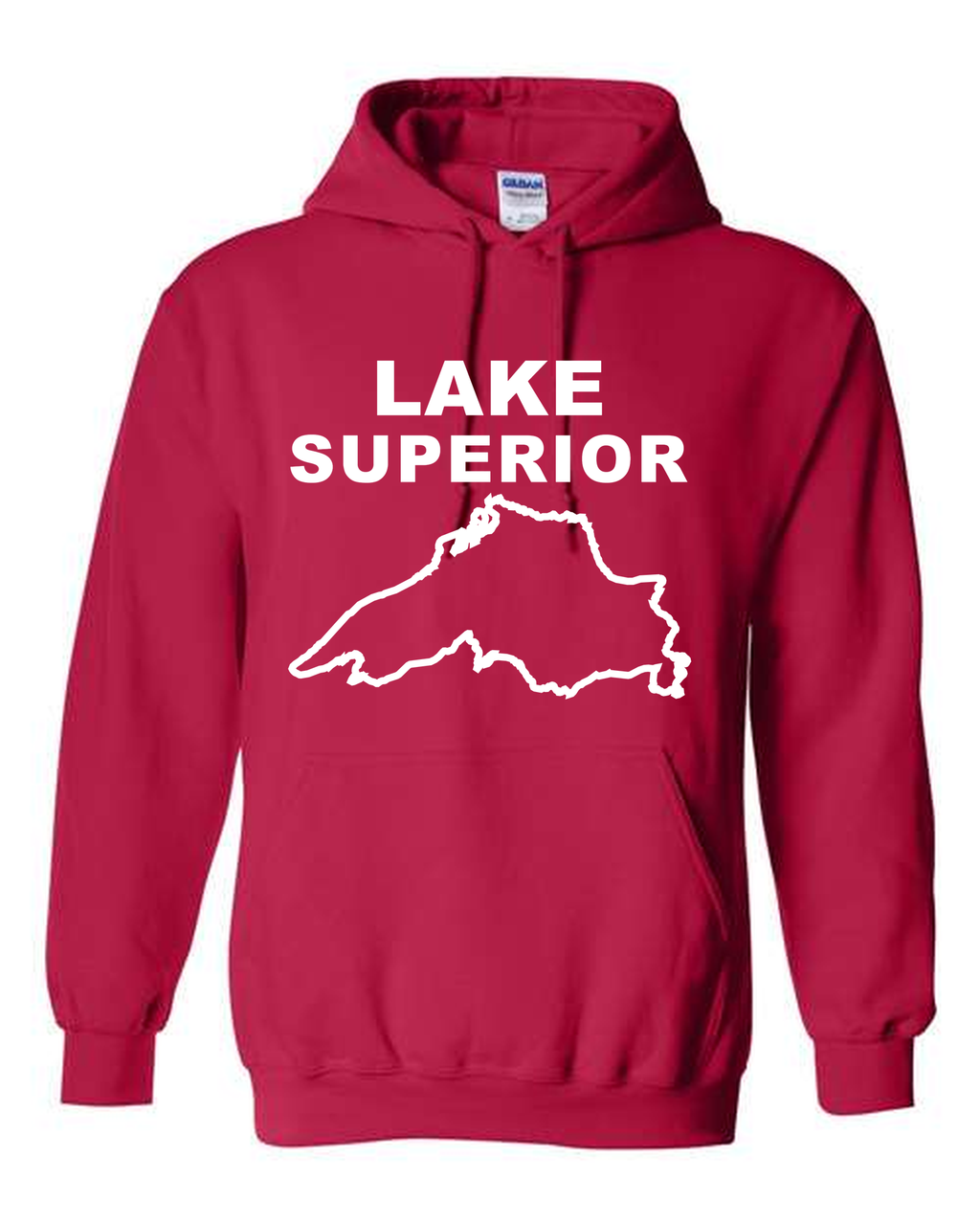 Lake Superior - Stacked Block Hoodie, Cherry Red