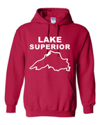 Lake Superior - Stacked Block Hoodie, Cherry Red