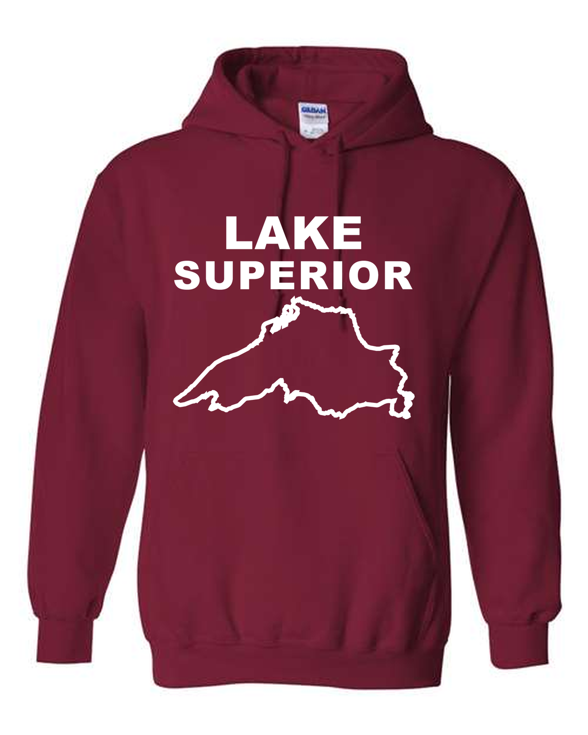 Lake Superior - Stacked Block Hoodie, Cardinal Red